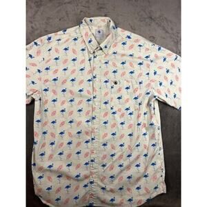 Mens Southern Proper Short Sleeve Floral/Flamingo Button Up‎ Shirt Size xxl